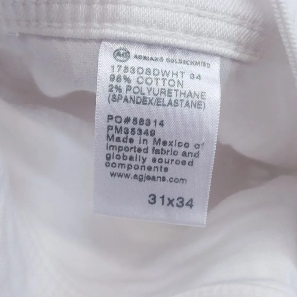 AG JEANS Mens Size 31x34 White Wash Modern Slim Denim TELLIS $198
